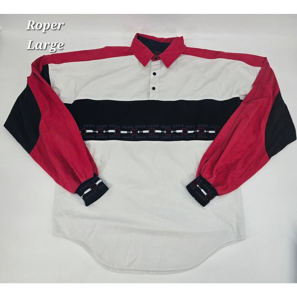 Vintage 90s Roper Aztec Pullover Shirt Men’s Large Southwestern